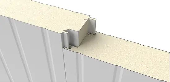 Close-up of PermaCore PHF insulated metal panel with Shadowline profile, smooth, painted polar white finish