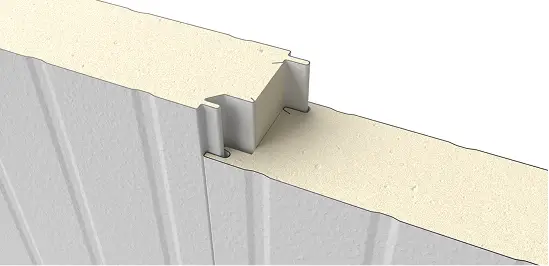 Close-up of PermaCore PHF insulated metal panel with Shadowline profile, stucco embossed, painted finish