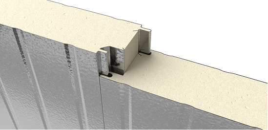 Close-up of PermaCore PHF insulated metal panel with Shadowline profile, stucco embossed, stainless steel finish