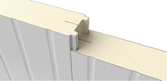 Close-up of PermaCore PCS insulated metal panel with Shadowline profile, smooth, painted polar white finish