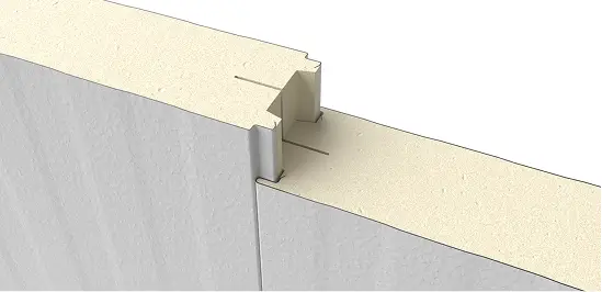 Close-up of PermaCore PCS insulated metal panel with Light Mesa profile, stucco embossed, painted finish