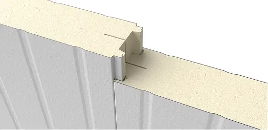 Close-up of PermaCore PCS insulated metal panel with Shadowline profile, stucco embossed, painted finish