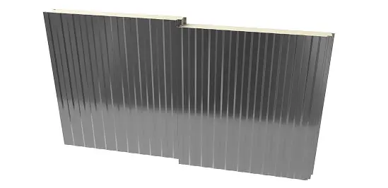 PermaCore PHF insulated metal panel with Heavy Mesa profile, smooth, stainless steel finish